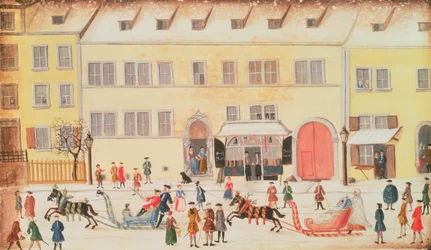 Eger 1451 f.26v Zimní scéna v Norimberku (akvarel)