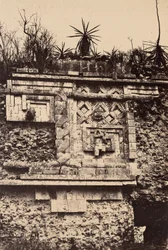Uxmal, indiánský reliéf, Palác jeptišek (Uxmal, Bas Relief de l