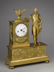Mantel Clock, začátek 19. století (ormolu s hodinami z pozlaceného bronzu)