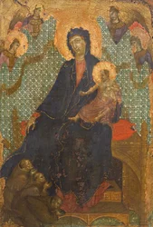 Madona františkánů, od Duccio di Buoninsegna (cca 1255 - před-1319), tempera na dřevě, 235x16 cm