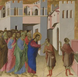 Uzdravení slepého muže, asi 1308-1311