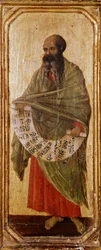 Prorok Malachie Detrempe na dřevě od Duccio di Buoninsegna (1255-1318 / 9) 1308-1311 Rozměr 42,5x16 cm Siena, Museo del Opera Metropolitana