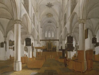 Interiér kostela sv. Gertrudy v Bergen Op Zoom, cca 1650 (malba)