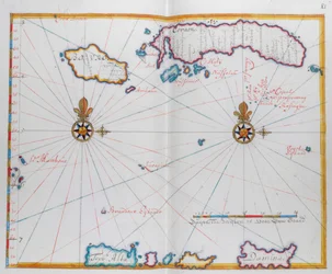Mapa ukazuje Bouro a Ceram (Seram), Indonésie.