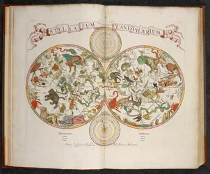 Stellatum Planisphaerium, planisféra se znameními zvěrokruhu