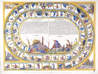 The Cossack Game s ilustracemi různých typů ruských vojáků, c.1815-16