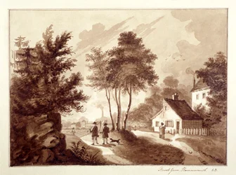 Pohled na Brook Green, Hammersmith, Londýn, c1820