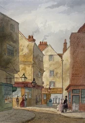 Pohled na Cloth Fair a Middle Street, West Smithfield, City of London, 1867