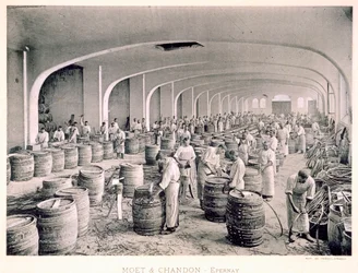 Konstrukce sudů, z publikace "Le France Vinicole", vydavatelství Moet und Chandon, Epernay (fotolitografie)