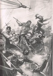 The English Repelling the Spaniards at San Juan de Ulua, ilustrace z 