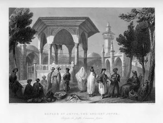 Bazar v Jaffě, starověká Joppa, Palestina Izrael, 1841.