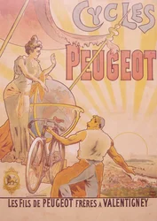 Reklamní plakát na jízdní kola Peugeot, konec 19.-začátek 20. století