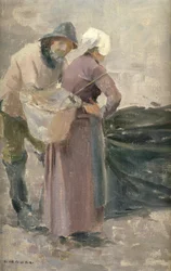 The Housewife Looking at the Fishermans Catch, c.1900