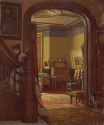 Not at Home, c.1873 (olej na kartonu)