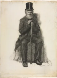 Studie starého muže (pravděpodobně studie k portrétu Petera Folgera), asi 1886 (černá křída )