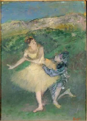 Arlequin et Colombine (olej na dřevě)