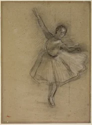 Dancer Turning, kolem roku 1876 (uhlí a křída na papíře)