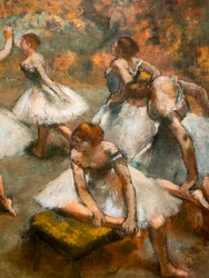Tanečníci na pódiu (detail). Kolem 1889-1894. Olej na plátně.