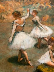 Tanečníci na pódiu (detail). Kolem 1889-1894. Olej na plátně.