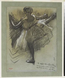 Tanečnice viděná zezadu, „Grand Battement à la Seconde“, kolem roku 1885-90