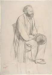 Édouard Manet, sedící, držící klobouk