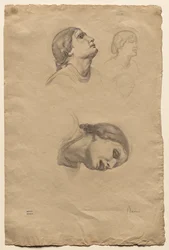 Čtyři studie o hlavě mladé italské ženy, 1856.