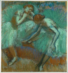 Velcí zelení tanečníci (pastel na papíře)