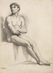 Sedící muž, studie aktu, 1858