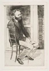 Manet sedící, otočený doprava, 1864-65.