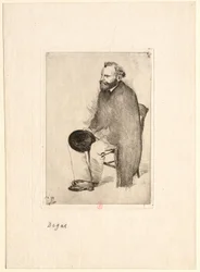 Sedící Manet, tříčtvrteční pohled doleva