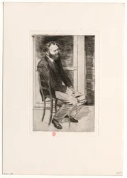 [Manet sedí, otočený doprava]