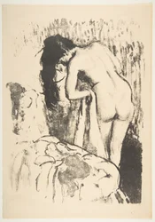 Stojící nahá žena, která se utírá, 1891-92