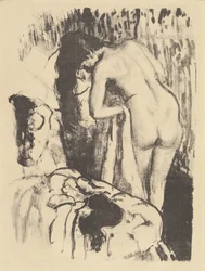 Nahá žena stojí, suší se Femme nue debout, sa toaleta, c. 1890.