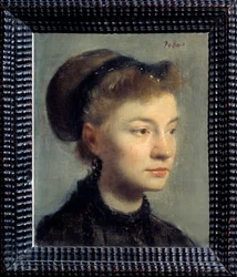 Obraz Portrét mladé ženy od Edgara Degase (1834-1917). 1867. Rozm. 0,27x0,22 m. Paříž, Musee d