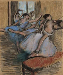 The Dancers, cca 1900 (pastel a dřevěné uhlí na papíře)