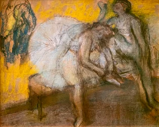 Dva tanečníci v klidu. Kolem 1910. Pastel na jemném velínovém papíře.