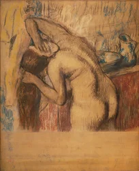 Žena na toaletě (pastel a uhel)