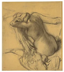 Žena sušící si vlasy, asi 1890-95