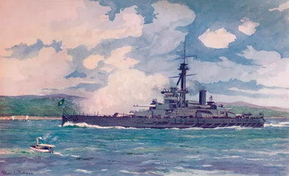 Brazilský Super-Dreadnought Minas Geraes blízko Ria, 1914