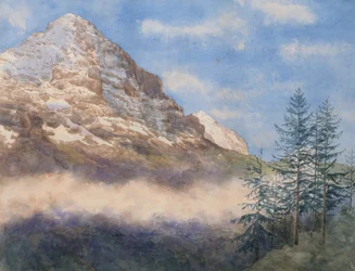 Eiger a Schneehorn (akvarel s kvašem na papíře)