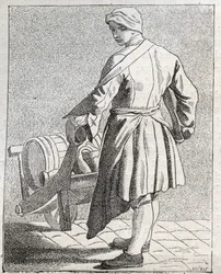 Obchodník s octem - Pepetit metier de Paris (Studie provedené v Nižších lidech neboli Cris of Paris) - rytina Edma Bouchardona (1698-1762)
