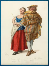 Portrét Marinette a tlustého Reného, asi 1870 (akvarel)