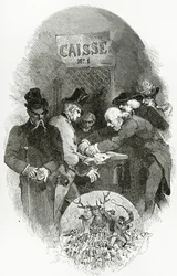 Emargement - ilustrace z Napoléon le Petit, 19. století (č. rytina)