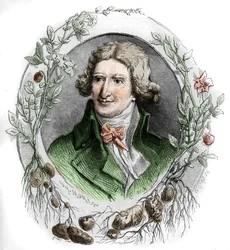 Portrét Antoina Augustina Parmentiera (1737-1813), francouzského vojenského lékárníka a agronoma. Rytina Edmonda Morina