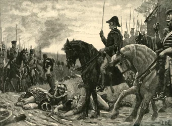 Setkání Wellingtona a Bluchera po bitvě u Waterloo, 1815 c1890.