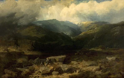 Sledování jelenů na Vysočině, tichý záběr, 1860