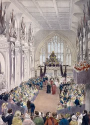 Napoleon III a císařovna Eugenie v Guildhall, Londýn, 1855