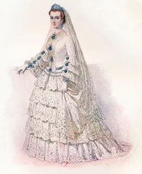 Císařovna Eugénie ve svých svatebních šatech, 1853, 1902
