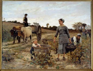 Kout vinice v Languedocu, obraz Édouarda Debat-Ponsana (1847-1913), 1886. Slunce. 2,02 x 2,6 m. Nantes, Muzeum výtvarných umění