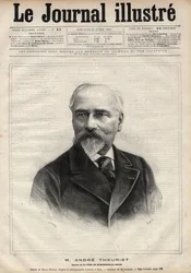 Portrét Andreho Theurieta (1833-1907), francouzského romanopisce, básníka a akademika - rytina Navelliera v „Le journal illustrious““ z roku 1891